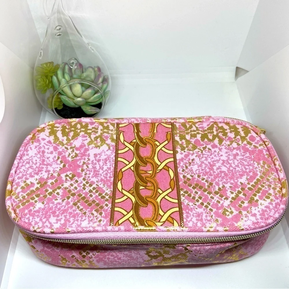 NWOT Estée Lauder Pink And Gold Cosmetic Case
